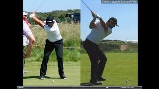 Jon Rahm golf swing  Long Iron faceon amp downtheline July 2017 [upl. by Henghold187]