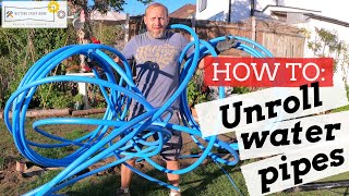 HOW TO UNROLL WATER PIPES Irrigation amp MDPE pipes [upl. by Capps]