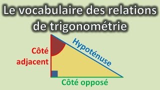 Trigonométrie  vocabulaire dans le triangle rectangle [upl. by Yager]