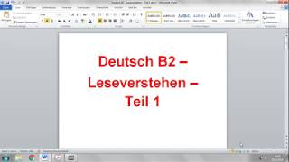 Deutsch B2  Leseverstehen  Teil 1 [upl. by Denoting]