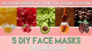 5 DIY FACE MASKS for flawless skin  Homemade Natural ACNE remedies  Anti Ageing etc  PEACHY [upl. by Castra]