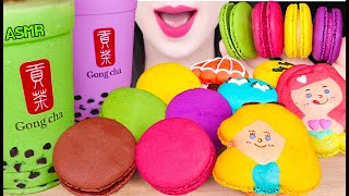 ASMR TARO BUBBLE TEA GREEN TEA BOBA MILK TEA MACARON PARTY 타로 버블티 녹차 버블티 마카롱 먹방 JANE ASMR 제인 [upl. by Anovad351]