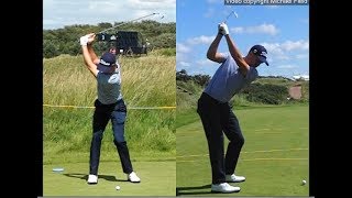 Justin Thomas golf swing  Long Iron faceon amp downtheline July 2017 [upl. by Christel306]