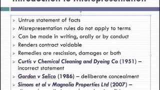 Misrepresentation Lecture 1 of 4 [upl. by Nnyled336]