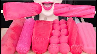 ASMR PINK ICE CREAM CHERRY ICE CREAM CHOCOLATE ICE CREAM TUBE POPSICLE 핑크 아이스크림 먹방 JANE ASMR 제인 [upl. by Jacklin340]